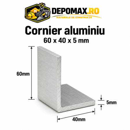 Cornier aluminiu 60 x 40 x 5 mm, 6 metri (EN AW-6060)